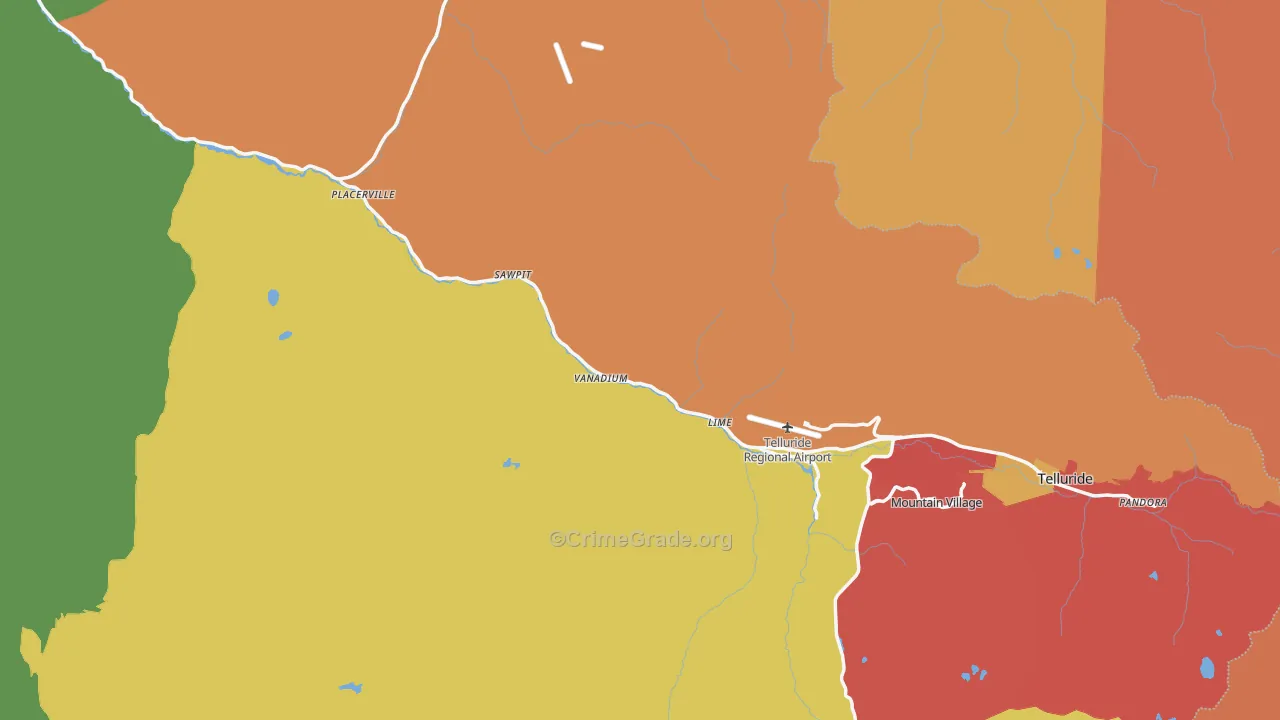 San Miguel County, CO Map of Robbery Rates