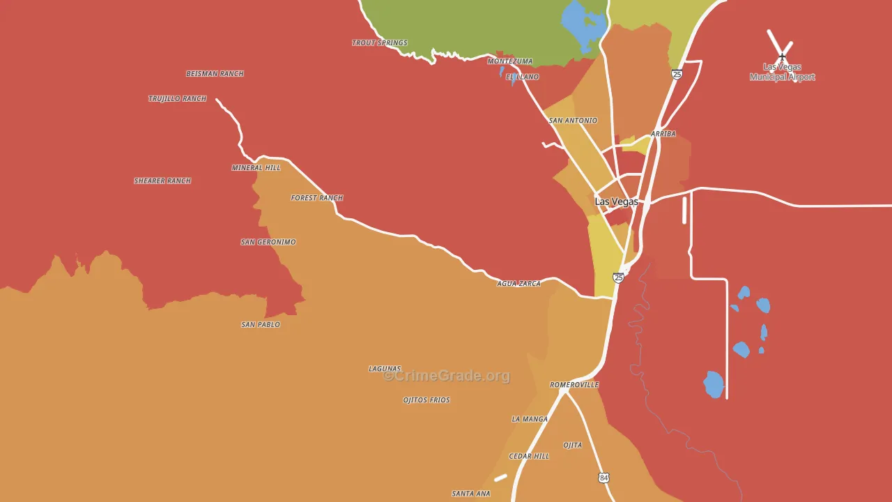 San Miguel County, NM Map of Robbery Rates
