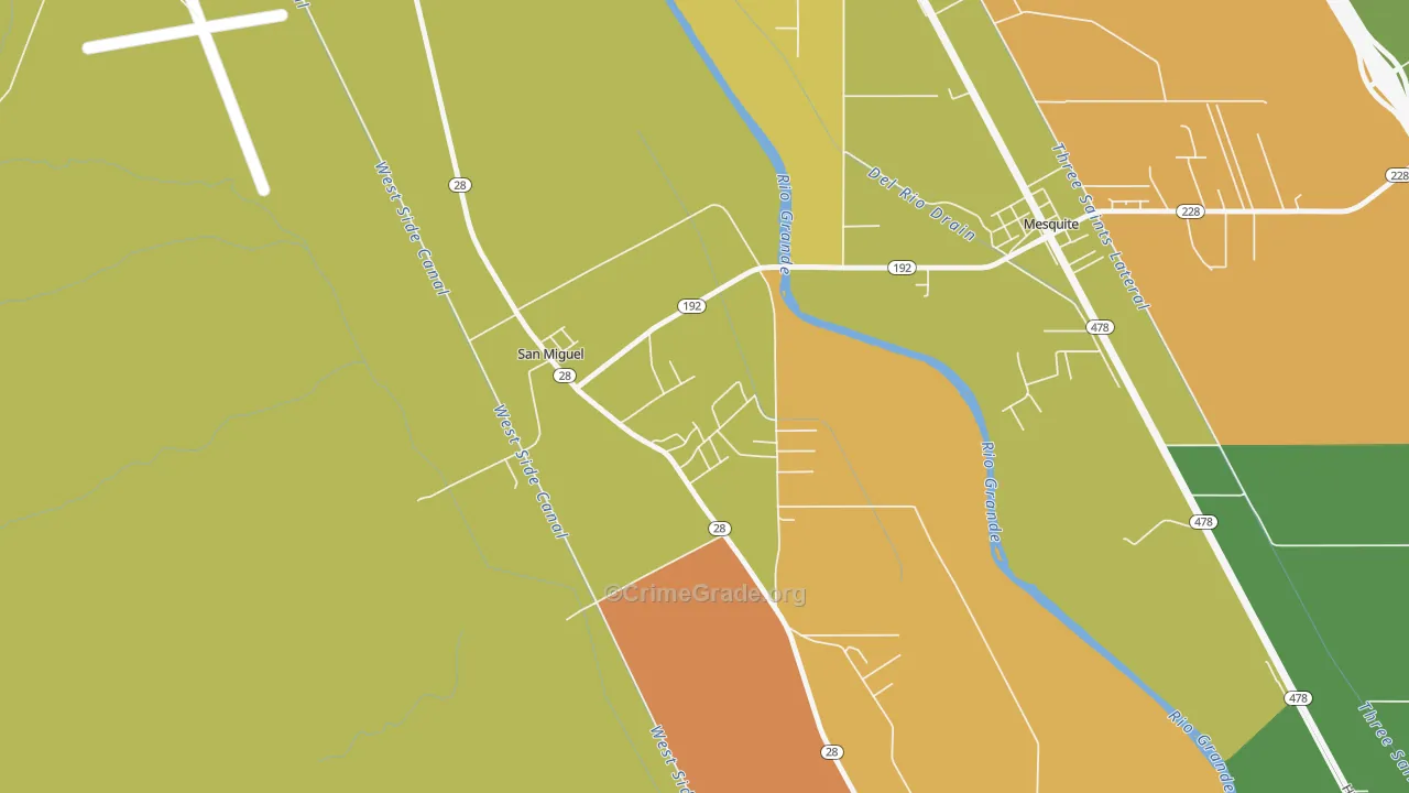 San Miguel, NM Map of Robbery Rates