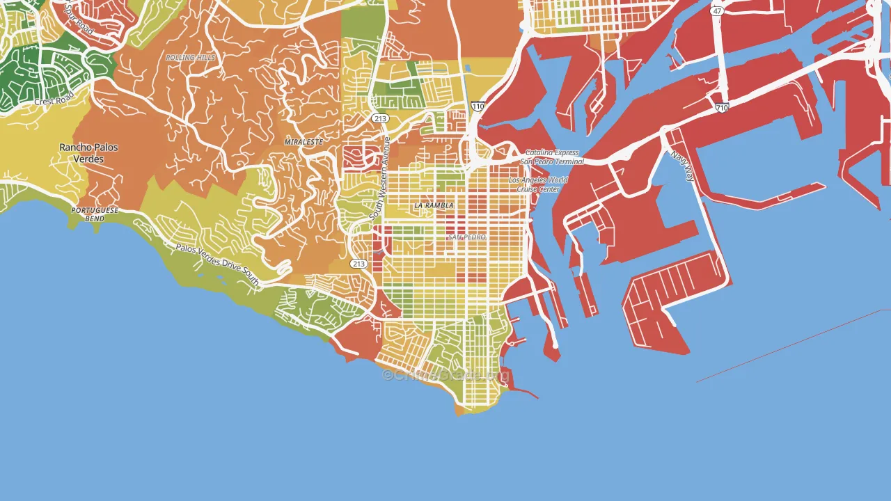 San Pedro, CA Map of Robbery Rates