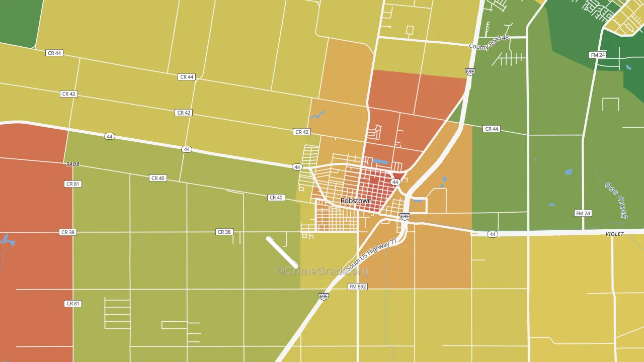 San Pedro, Robstown, TX Map of Robbery Rates