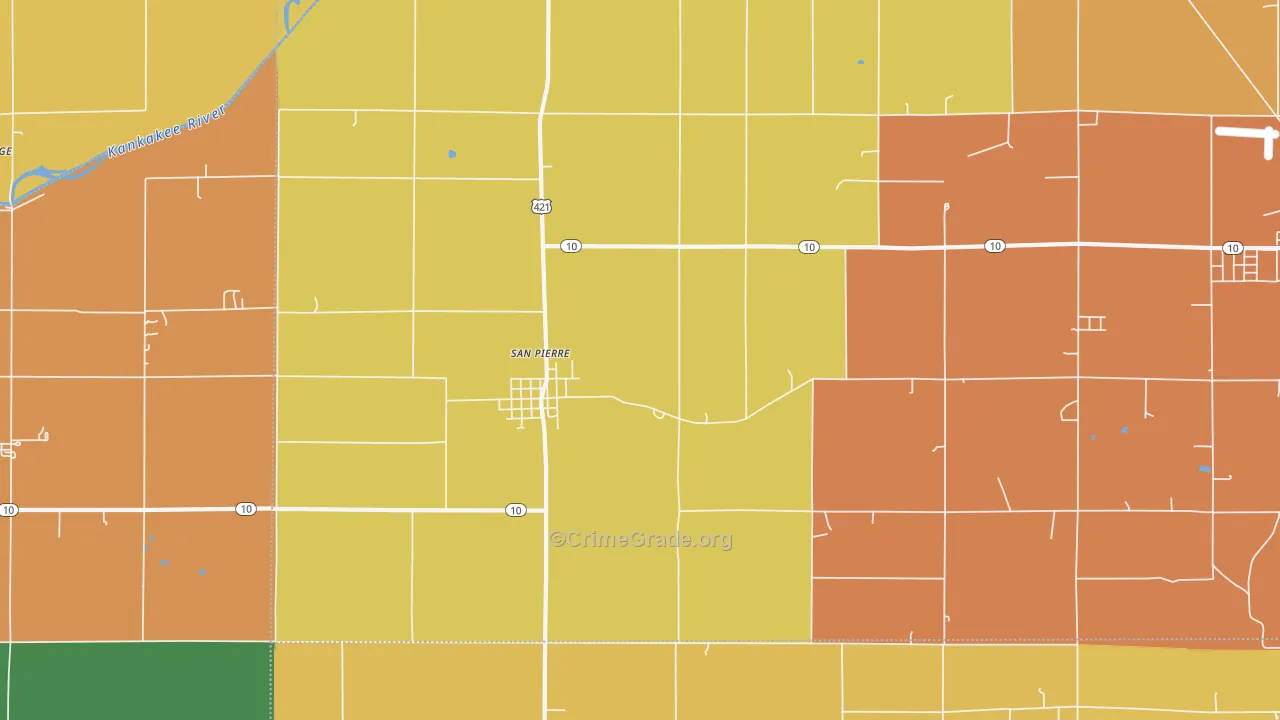 San Pierre, IN Map of Robbery Rates