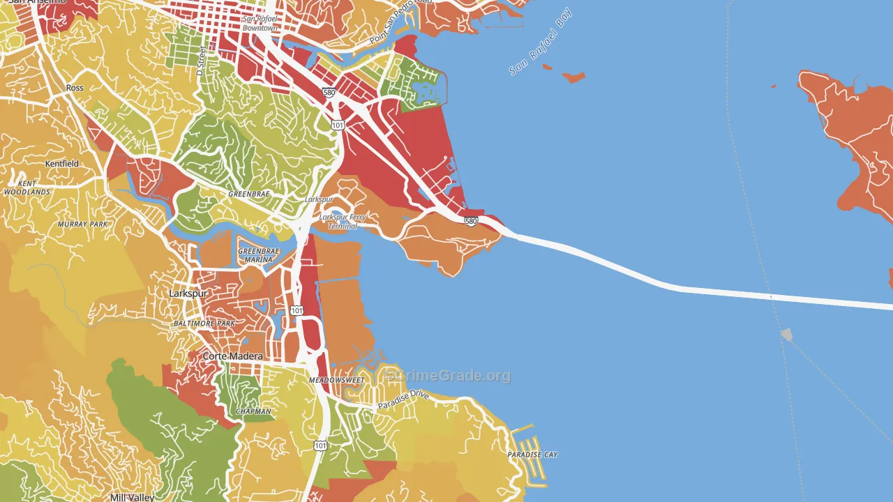 San Quentin, CA Map of Robbery Rates