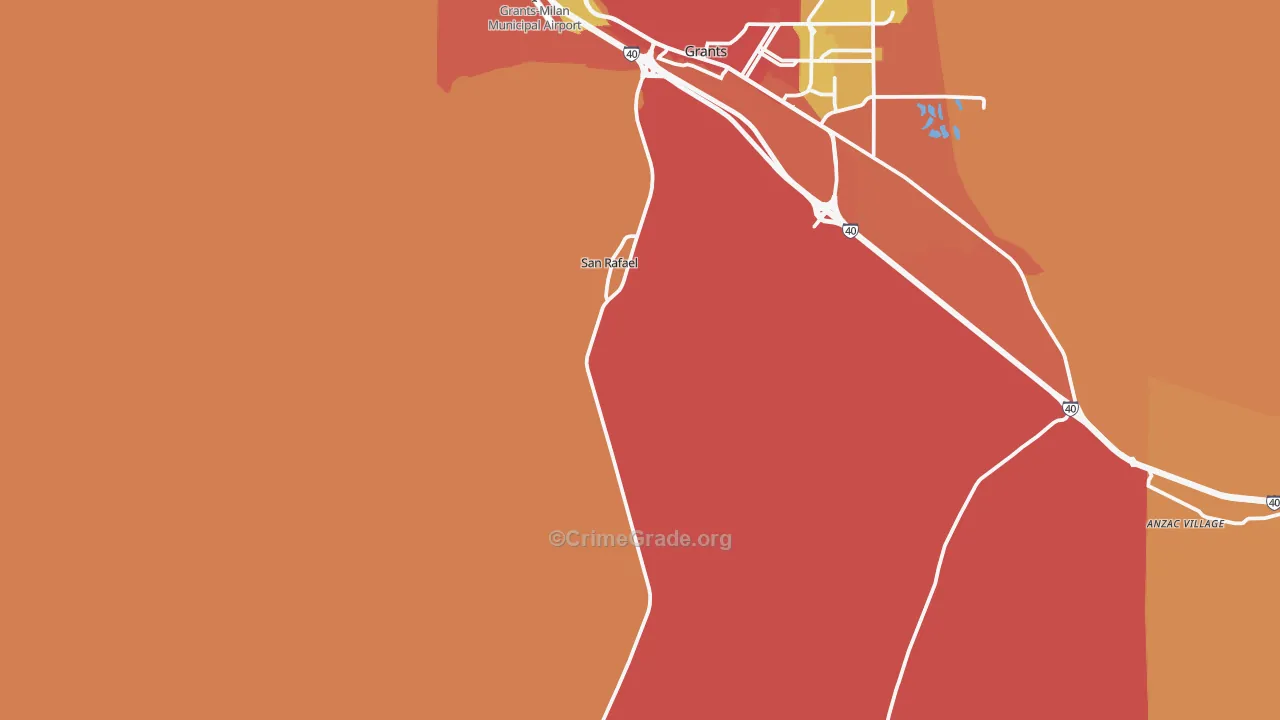 San Rafael, NM Map of Robbery Rates