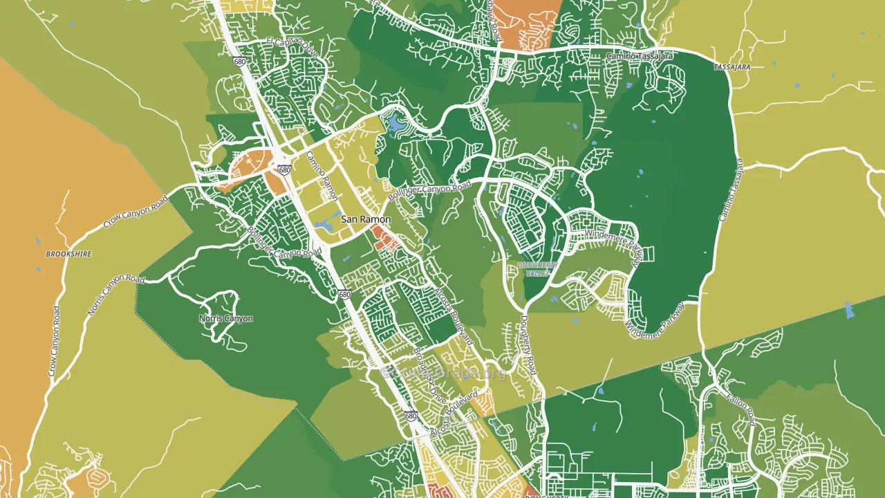 San Ramon, CA Map of Robbery Rates