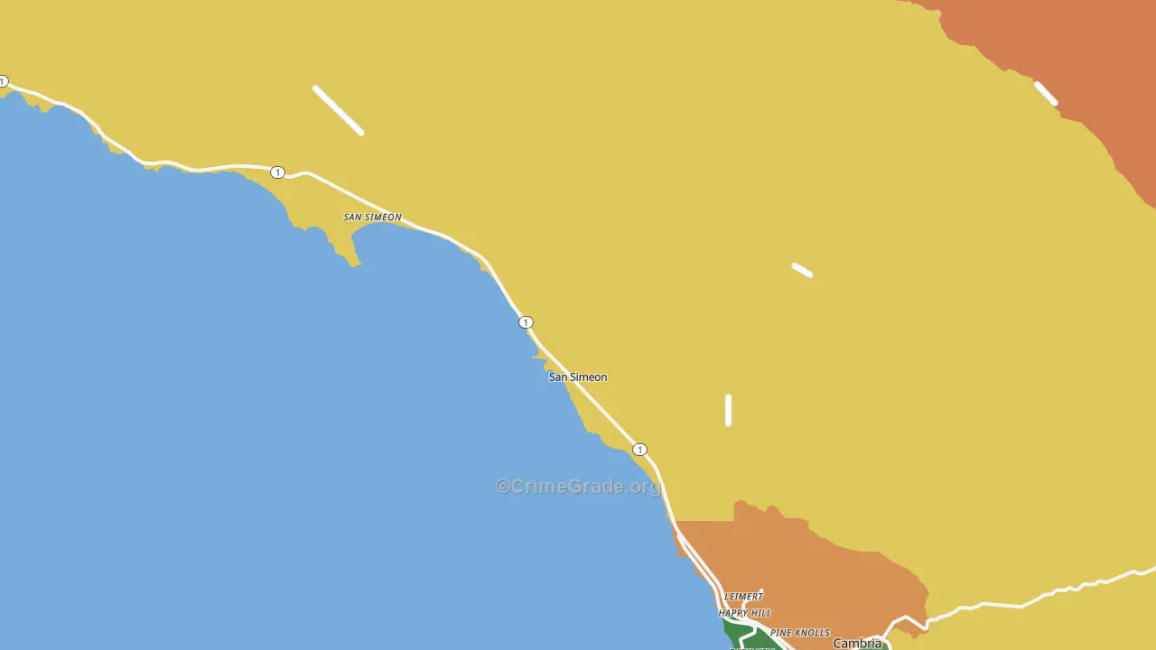 San Simeon, CA Map of Robbery Rates