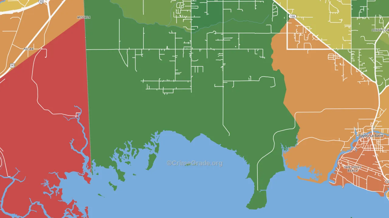 San Souci Beach, AL Map of Robbery Rates