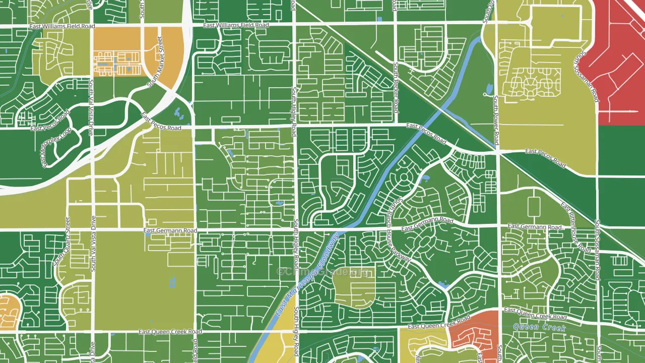 San Tan Ranch, Gilbert, AZ Map of Robbery Rates