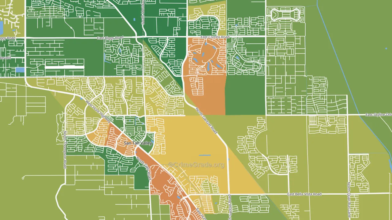 San Tan Valley, AZ Map of Robbery Rates