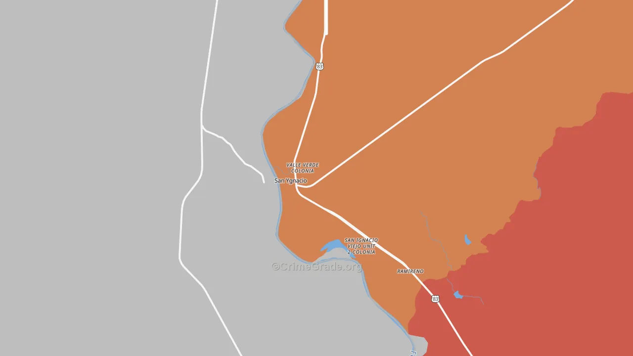 San Ygnacio, TX Map of Robbery Rates