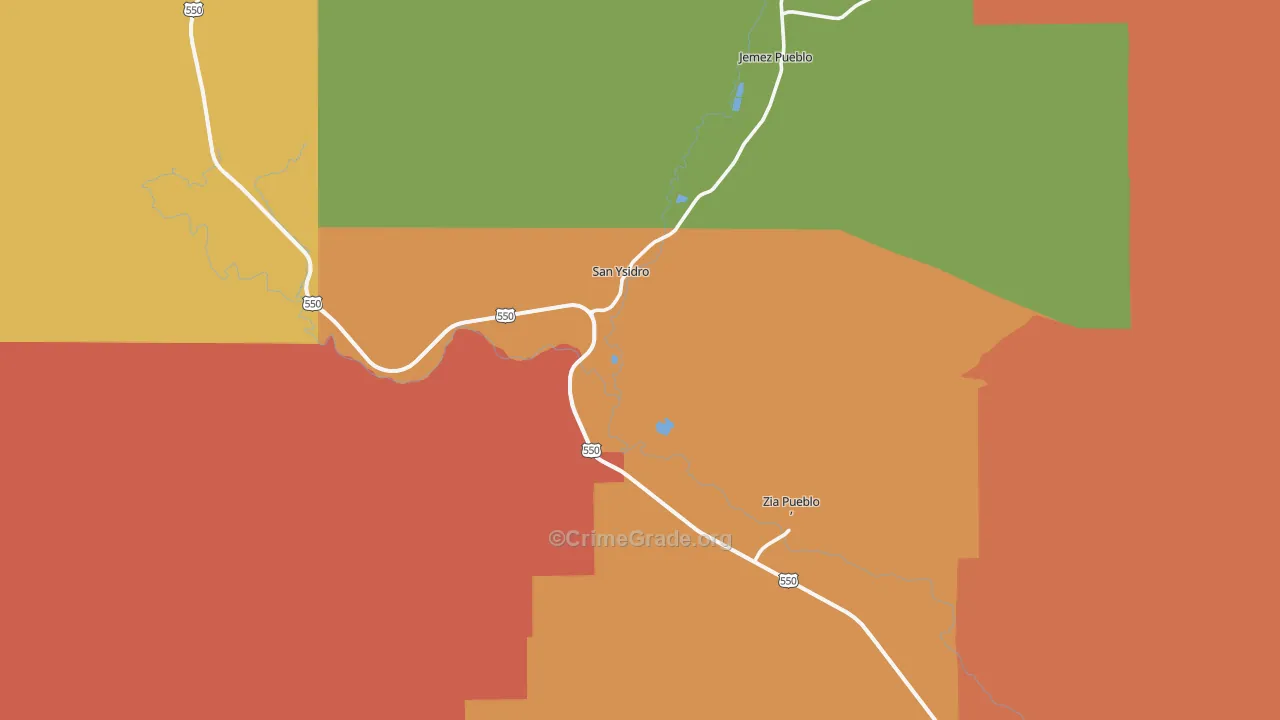 San Ysidro, NM Map of Robbery Rates