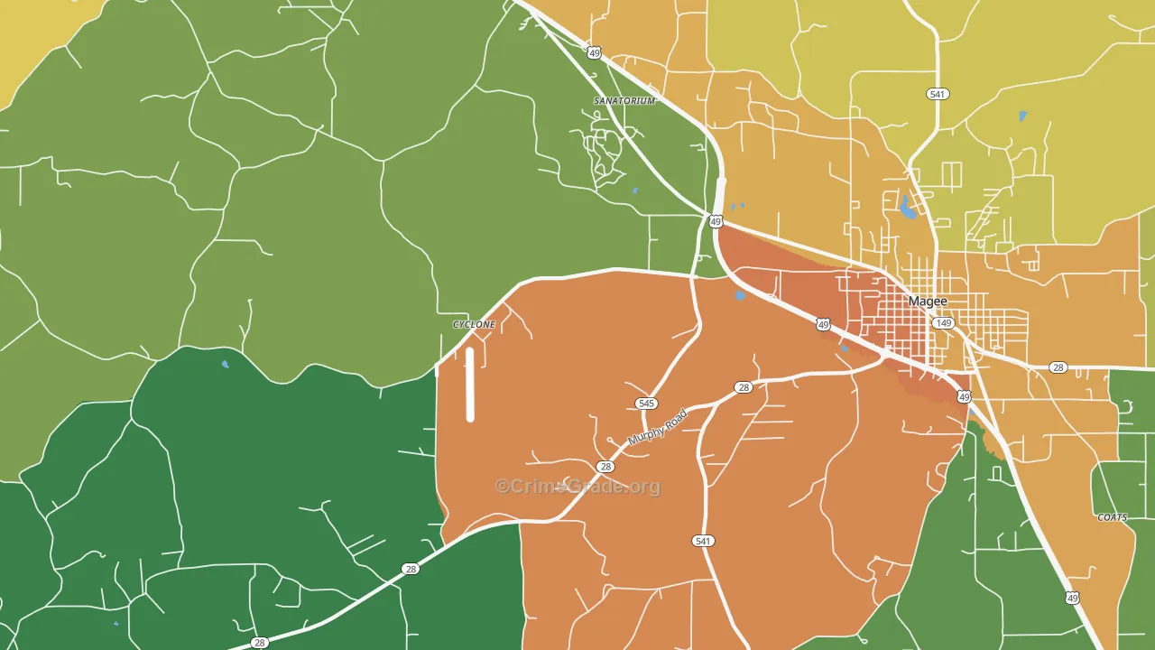 Sanatorium, MS Map of Robbery Rates