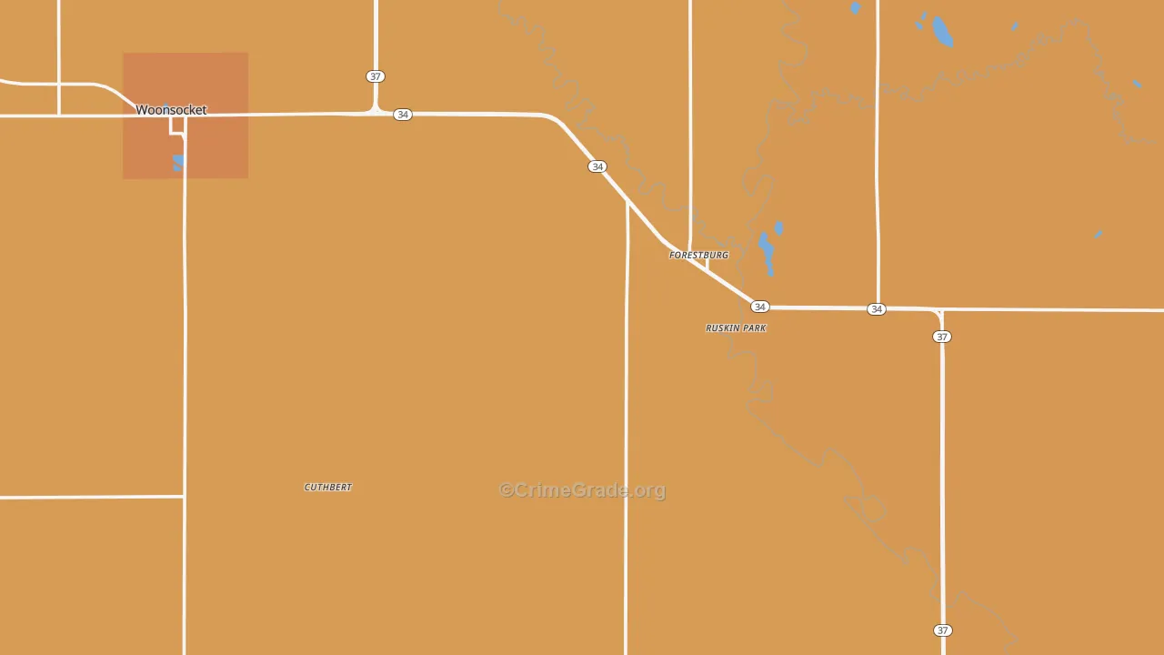 Sanborn County, SD Map of Robbery Rates