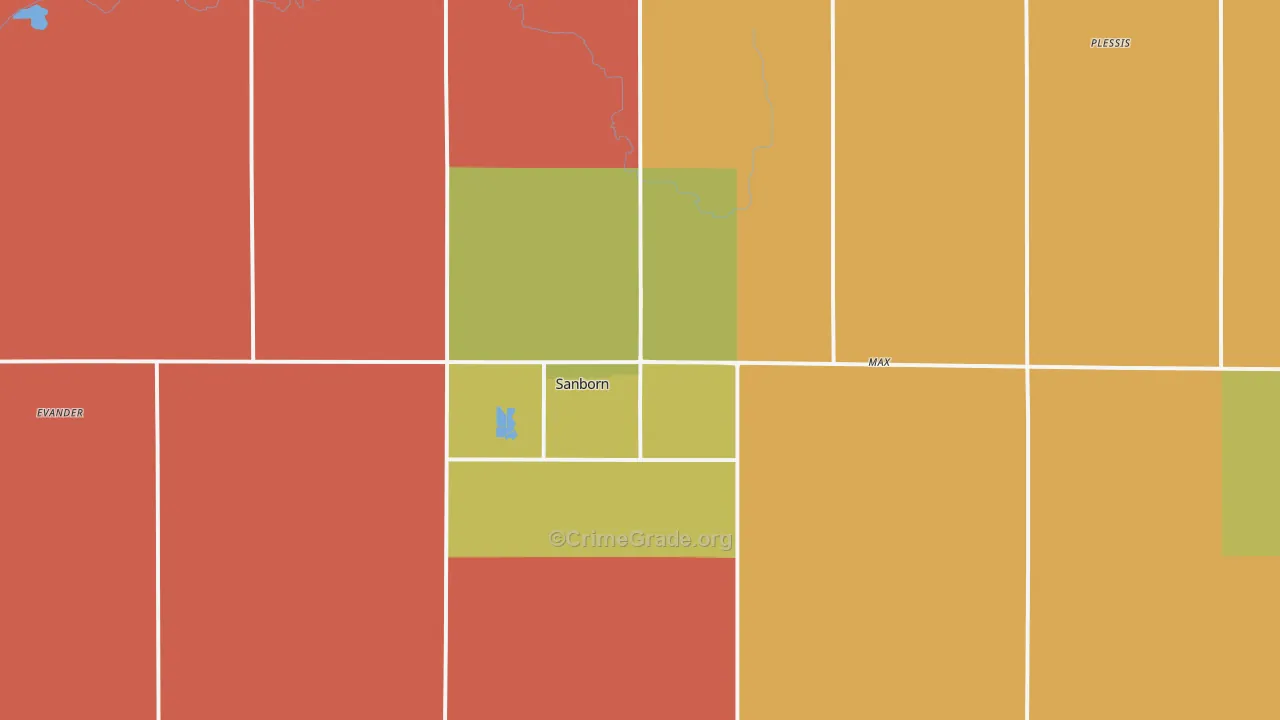 Sanborn, IA Map of Robbery Rates