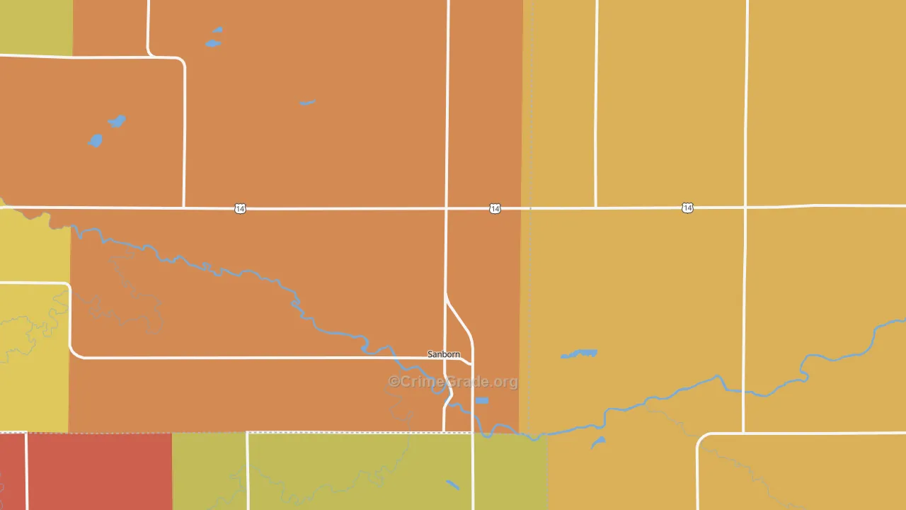 Sanborn, MN Map of Robbery Rates