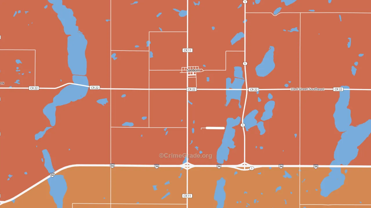 Sanborn, ND Map of Robbery Rates
