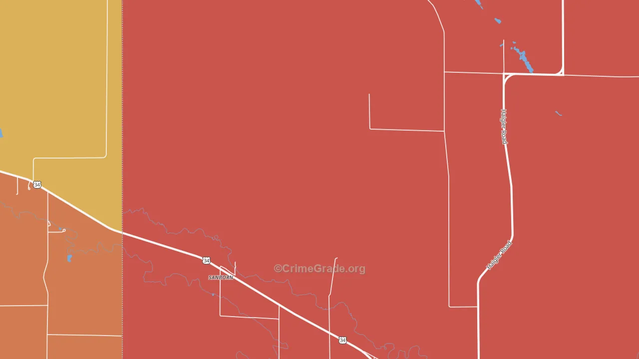 Sanborn, NE Map of Robbery Rates