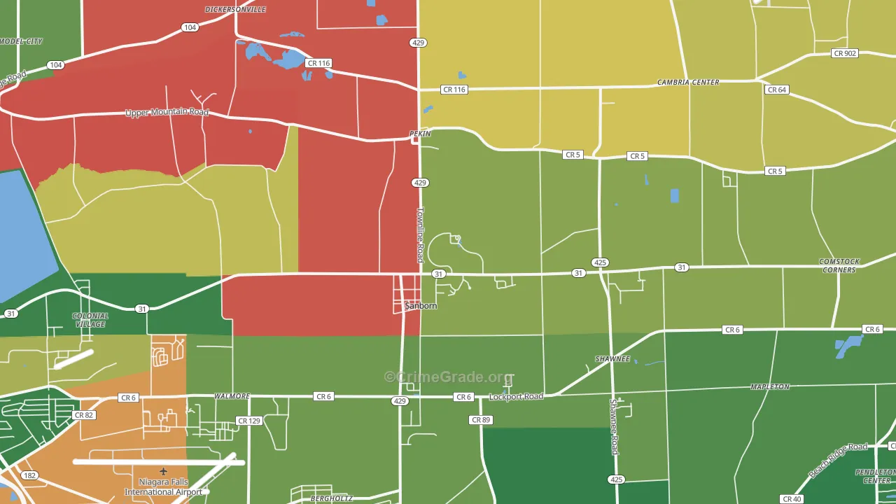 Sanborn, NY Map of Robbery Rates