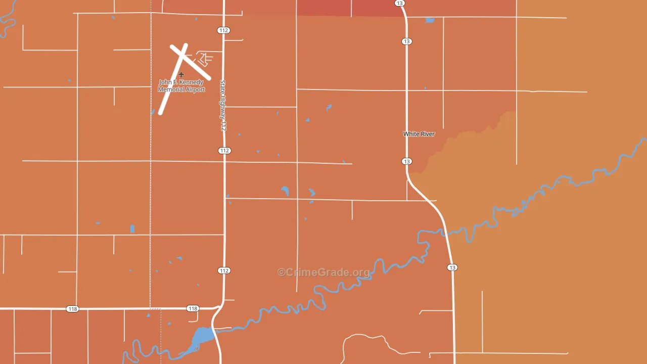 Sanborn, WI Map of Robbery Rates
