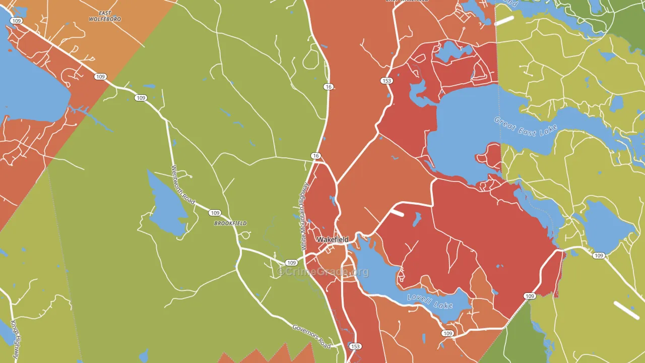 Sanbornville, NH Map of Robbery Rates