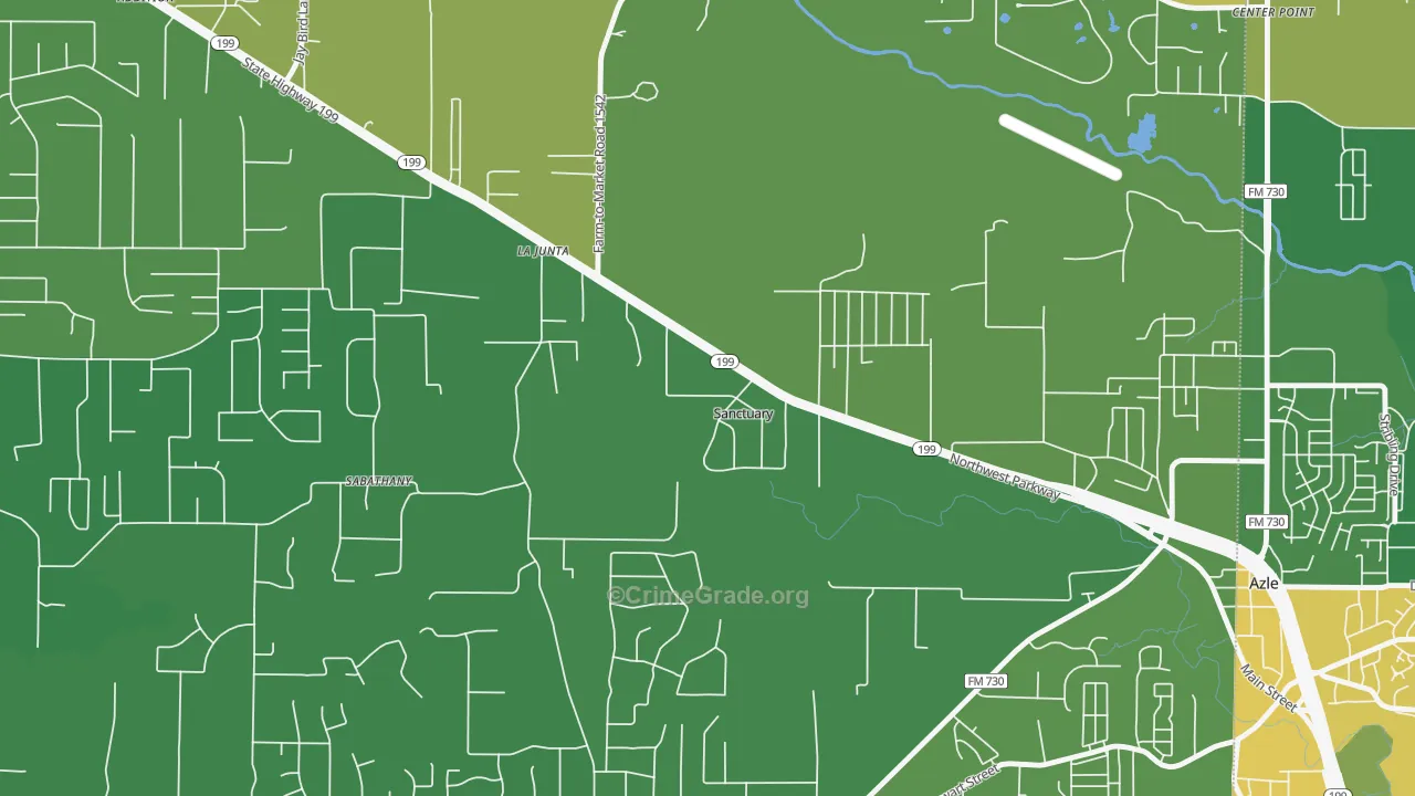 Sanctuary, TX Map of Robbery Rates