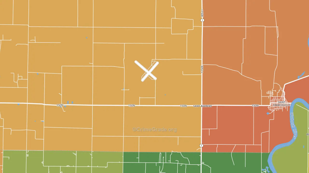 Sand Barrens, IL Map of Robbery Rates