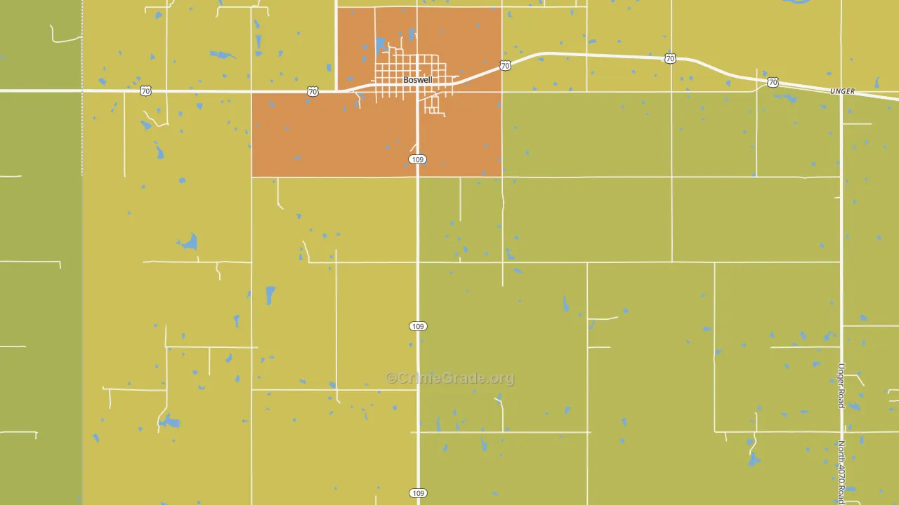 Sand Bluff, OK Map of Robbery Rates