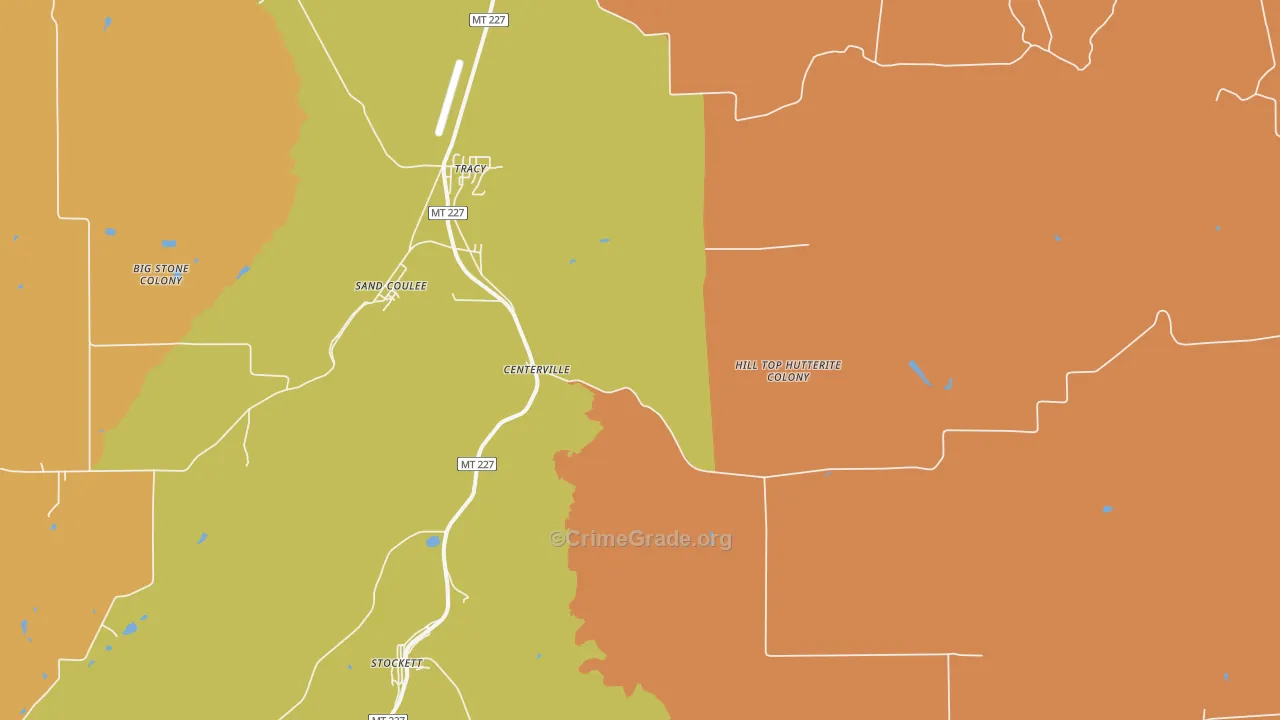 Sand Coulee, MT Map of Robbery Rates