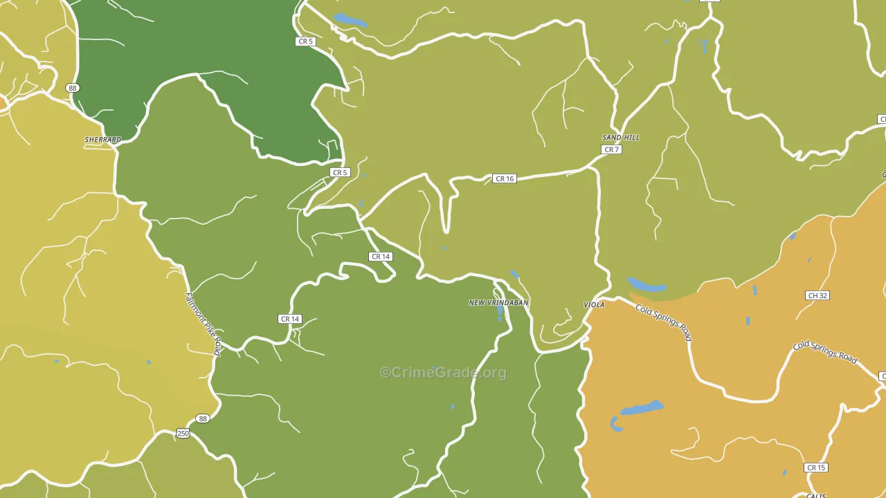 Sand Hill, WV Map of Robbery Rates