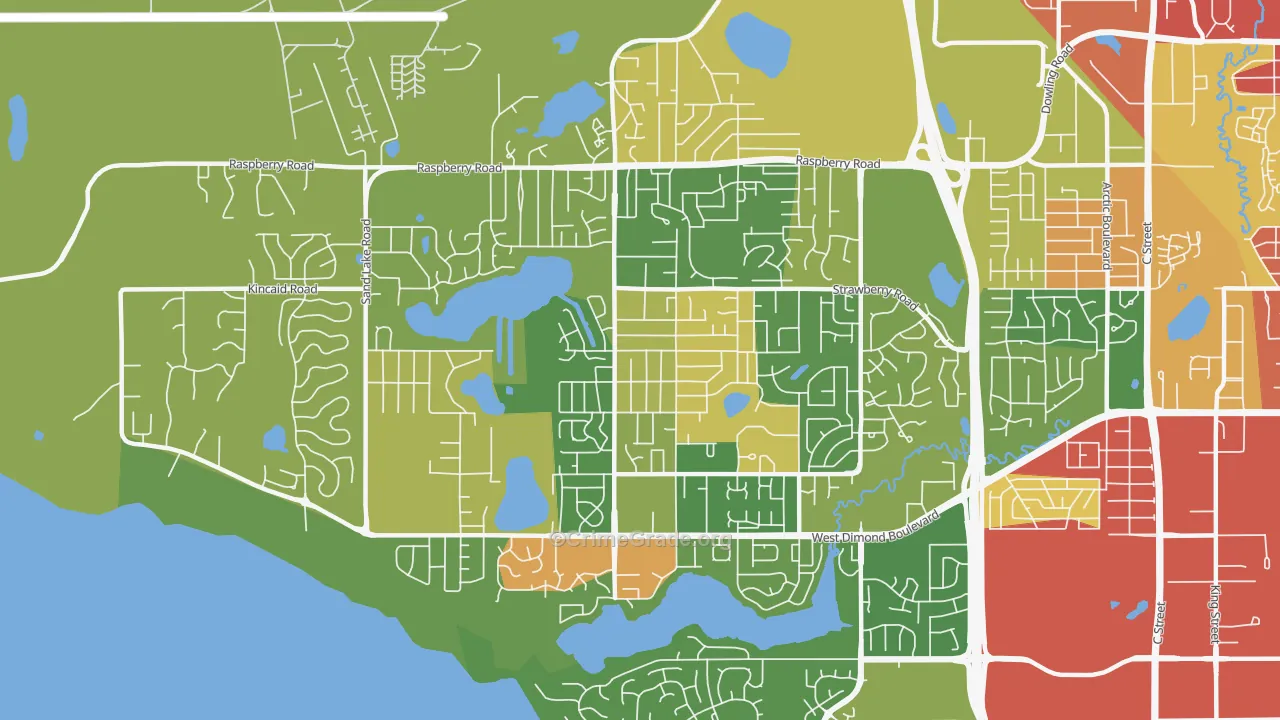 Sand Lake, Anchorage, AK Map of Robbery Rates