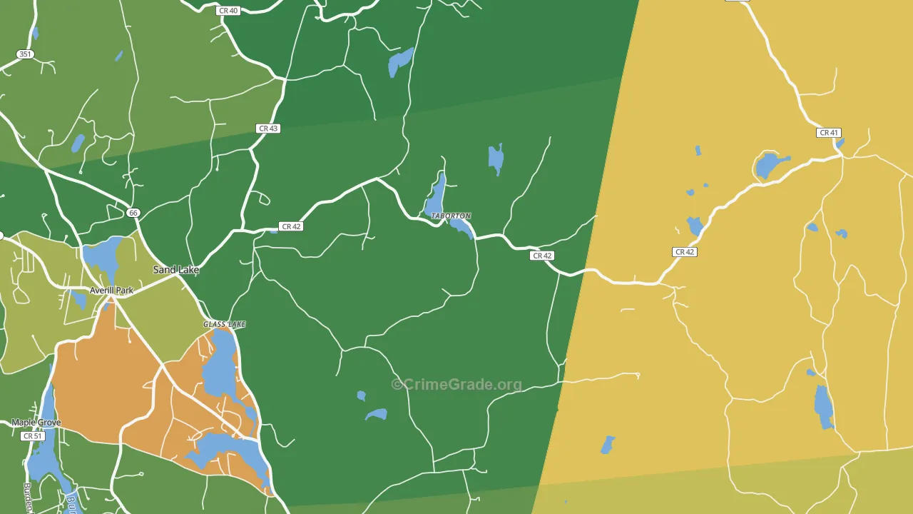 Sand Lake, NY Map of Robbery Rates