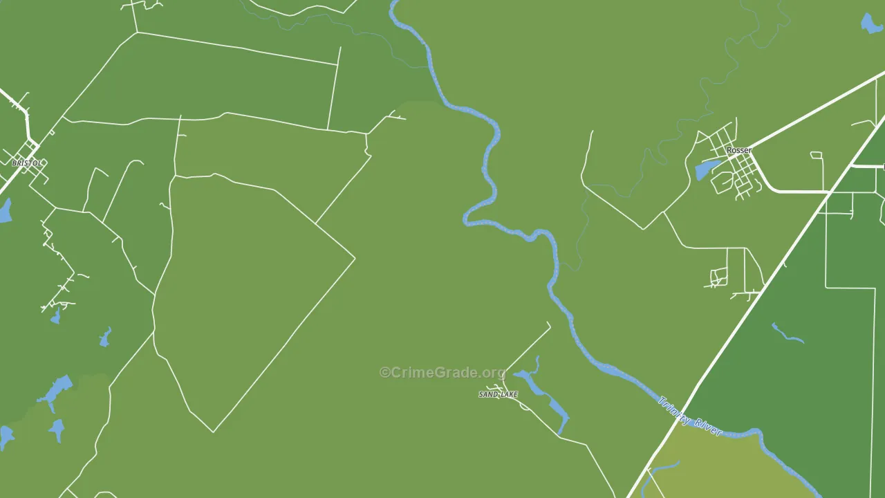 Sand Lake, TX Map of Robbery Rates