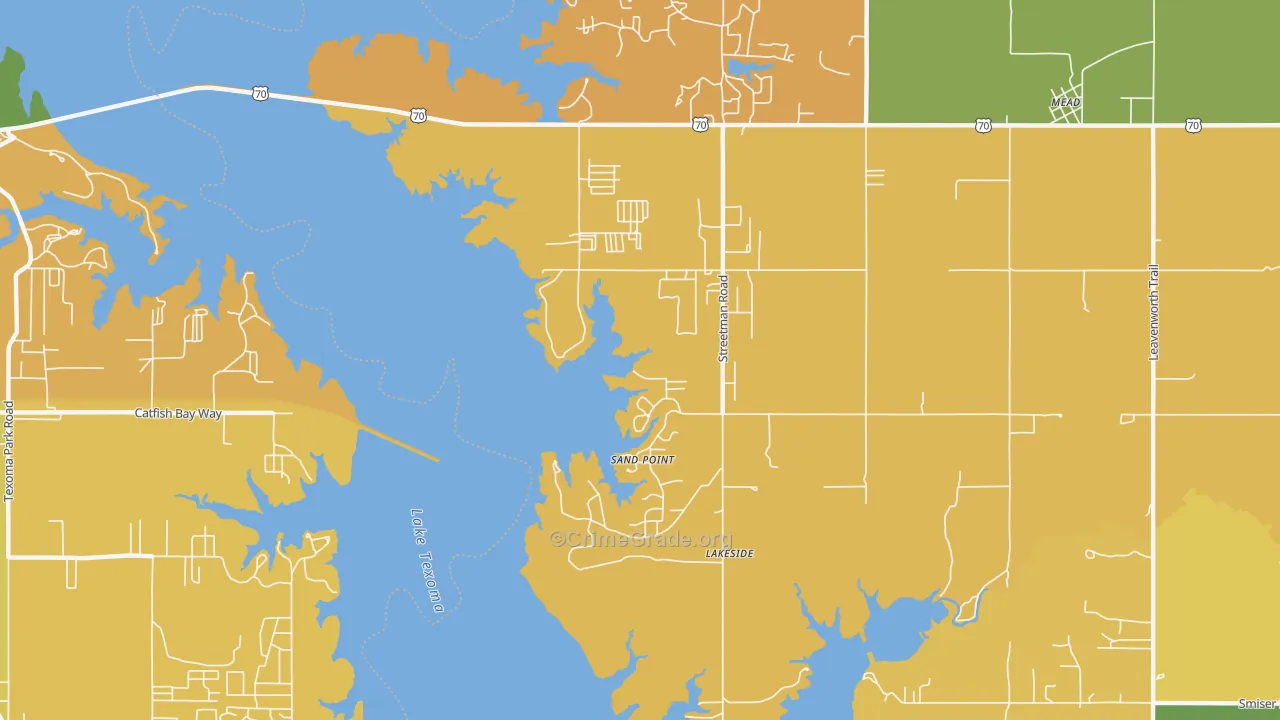 Sand Point, OK Map of Robbery Rates