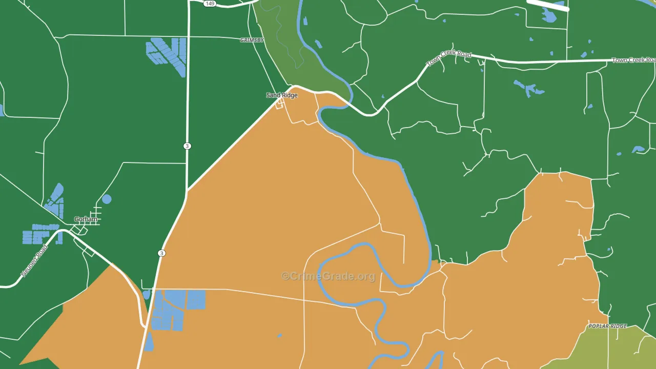 Sand Ridge, IL Map of Robbery Rates