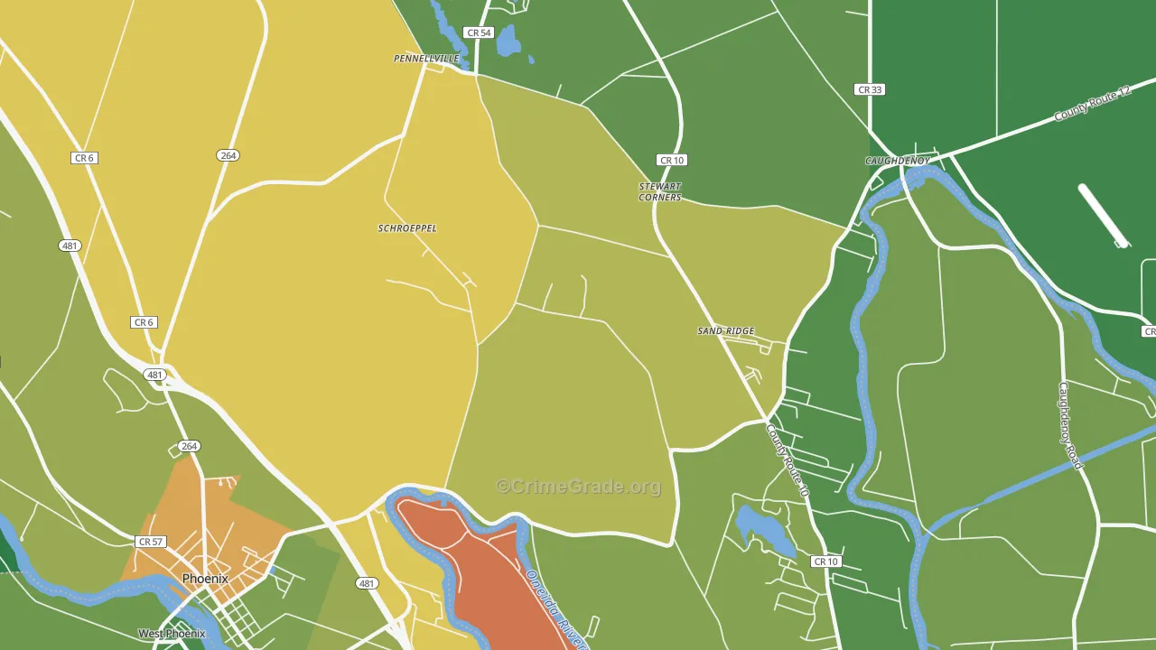 Sand Ridge, NY Map of Robbery Rates