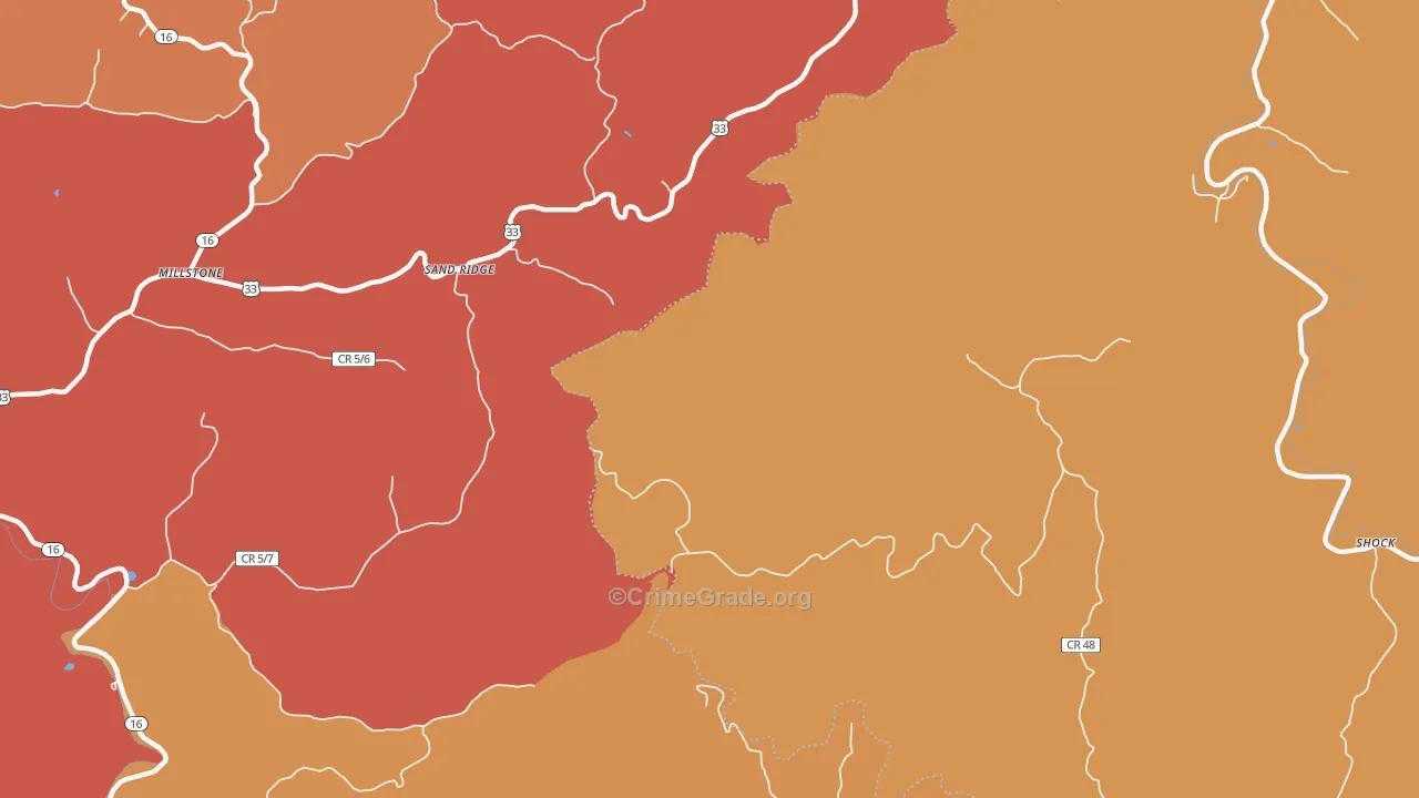 Sand Ridge, WV Map of Robbery Rates