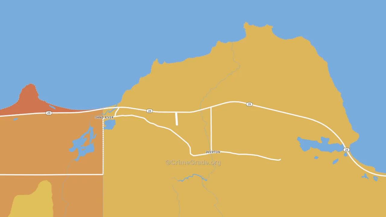Sand River, MI Map of Robbery Rates