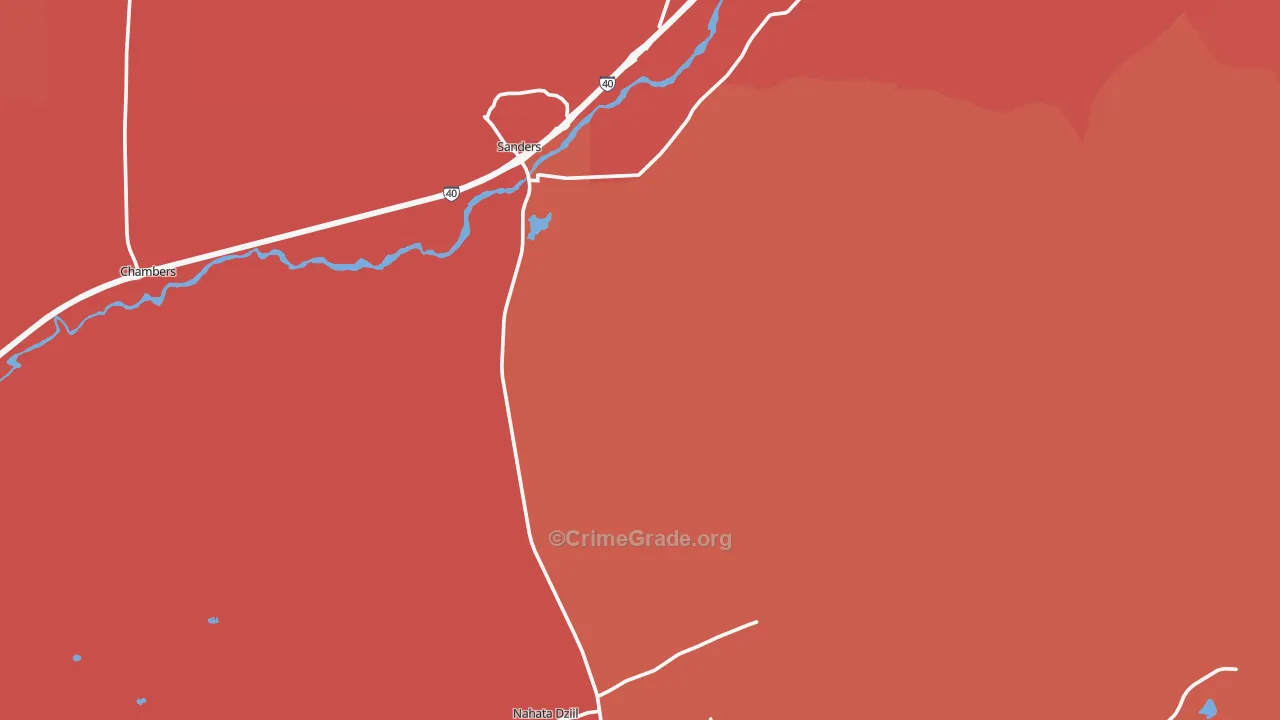 Sanders, AZ Map of Robbery Rates