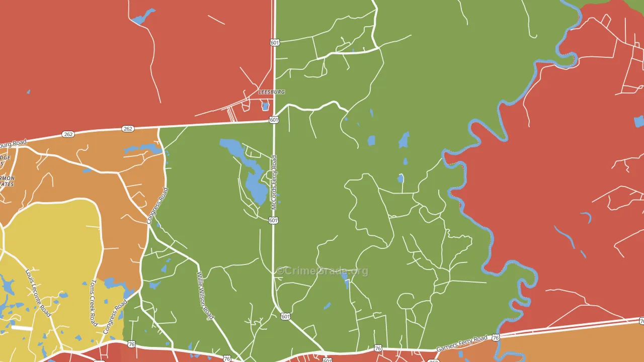 Sanders Corner, SC Map of Robbery Rates