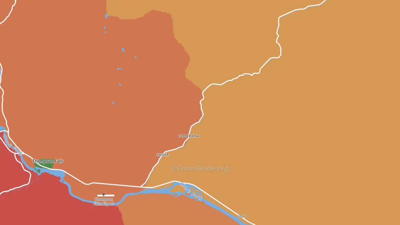 Sanders County, MT Map of Robbery Rates