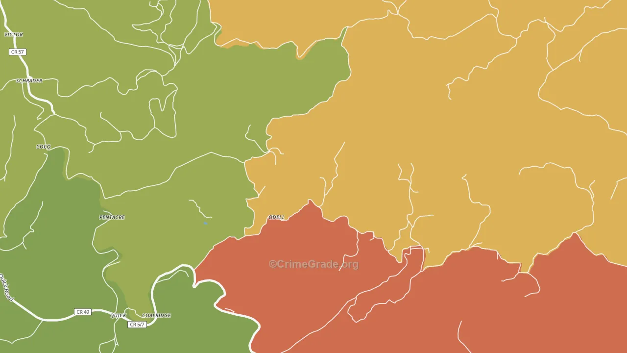 Sanderson, WV Map of Robbery Rates