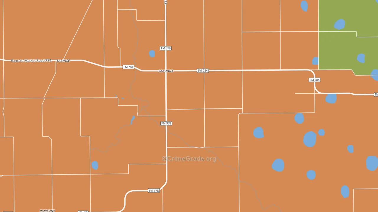 Sandhill, TX Map of Robbery Rates