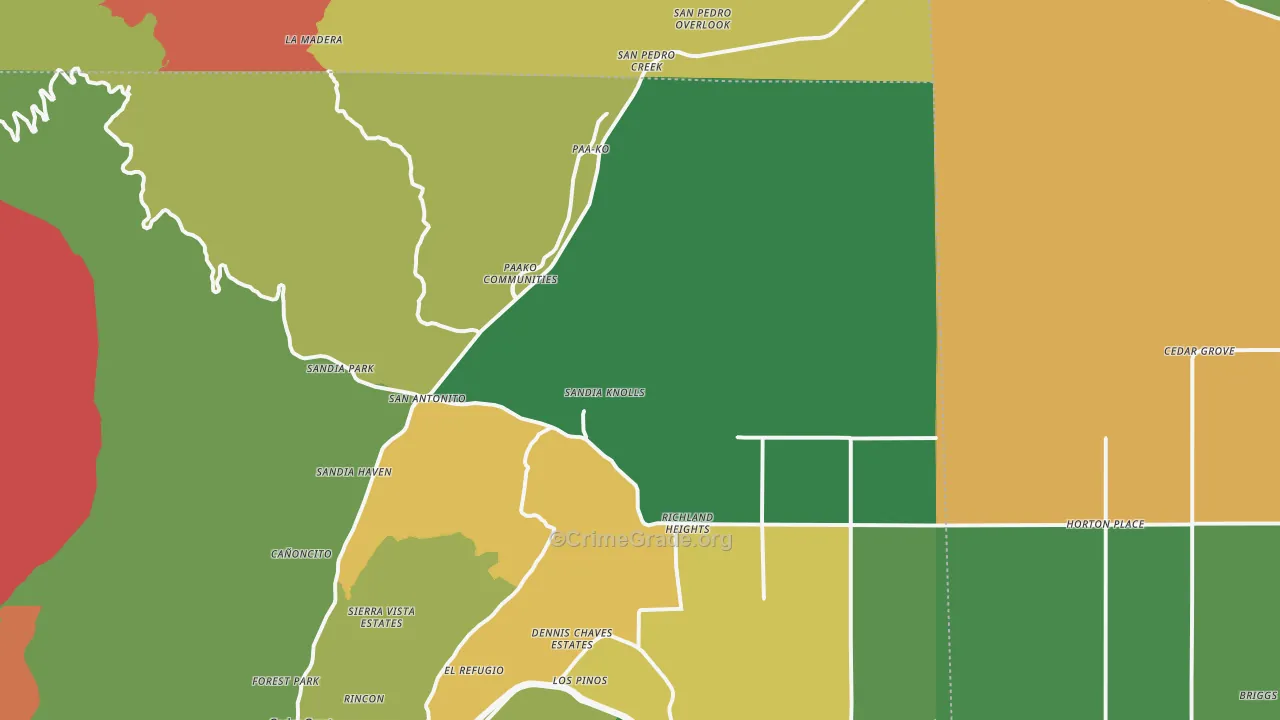 Sandia Park, NM Map of Robbery Rates