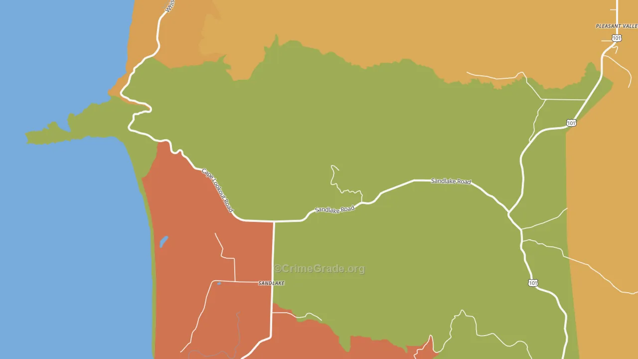 Sandlake, OR Map of Robbery Rates