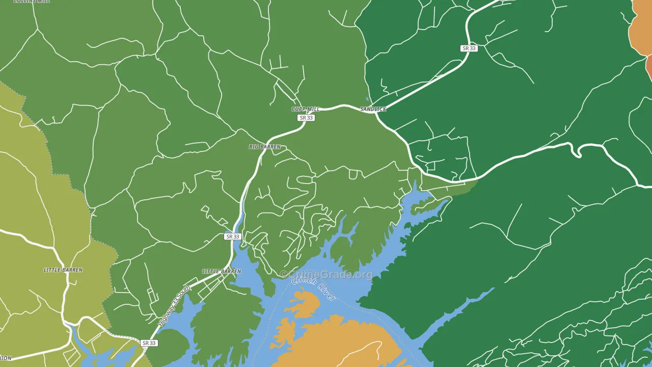 Sandlick, TN Map of Robbery Rates