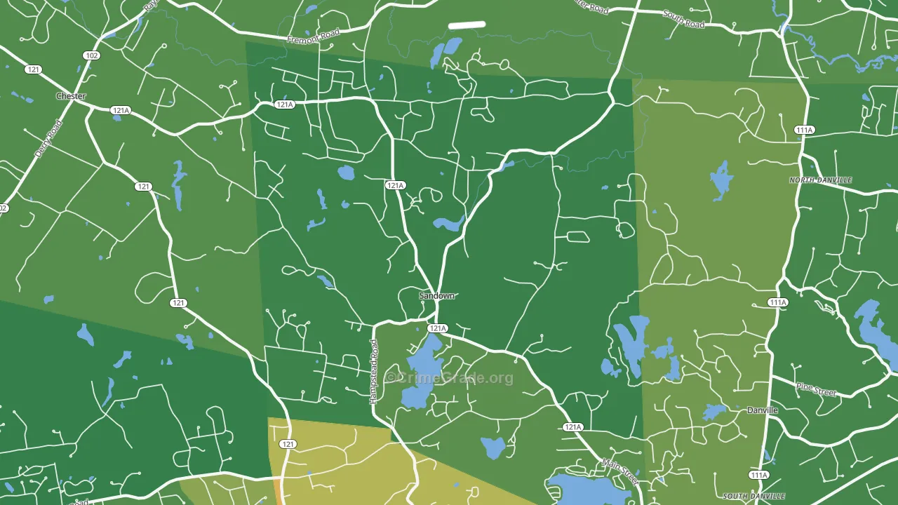 Sandown, NH Map of Robbery Rates
