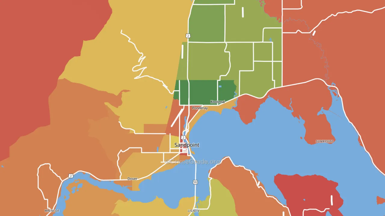 Sandpoint, ID Map of Robbery Rates