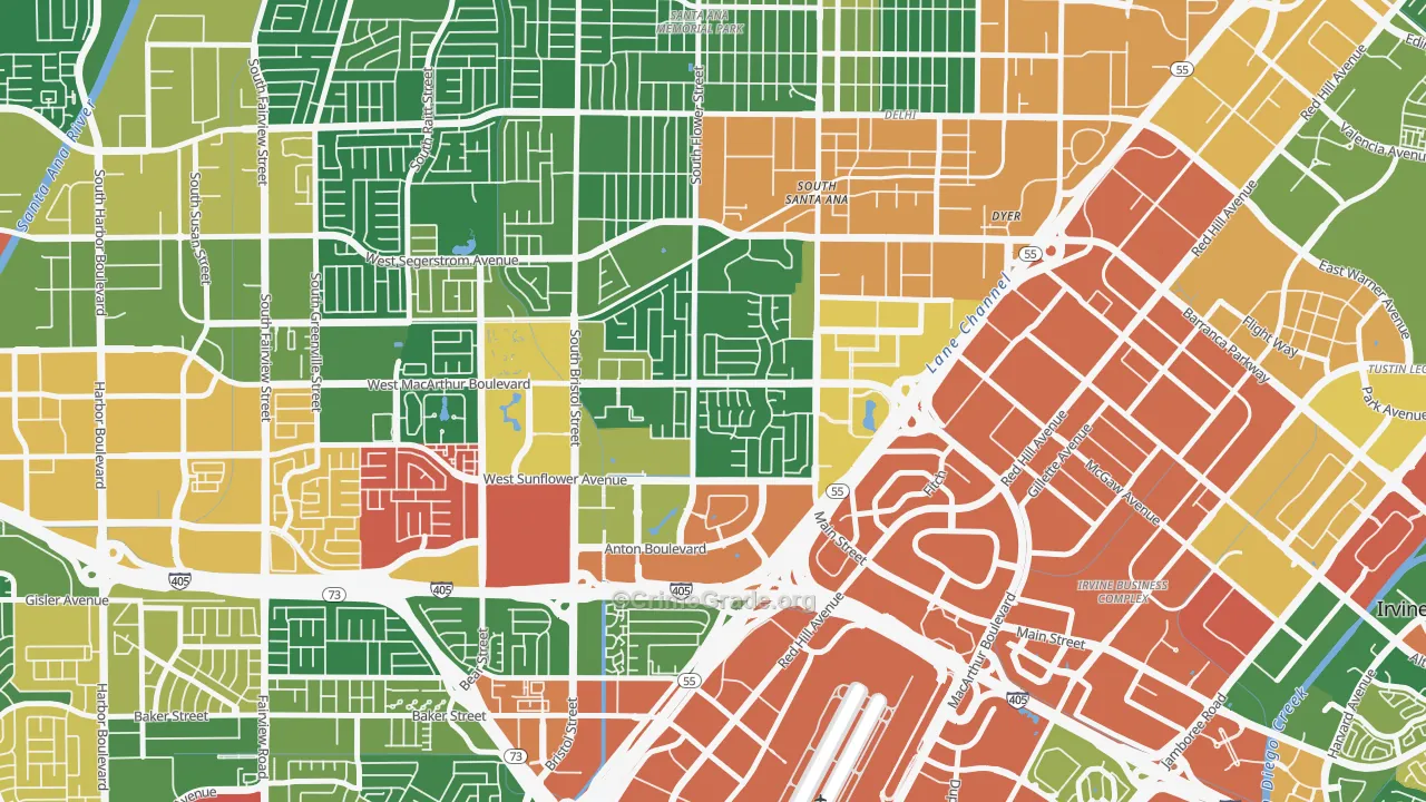 Sandpointe, Santa Ana, CA Map of Robbery Rates