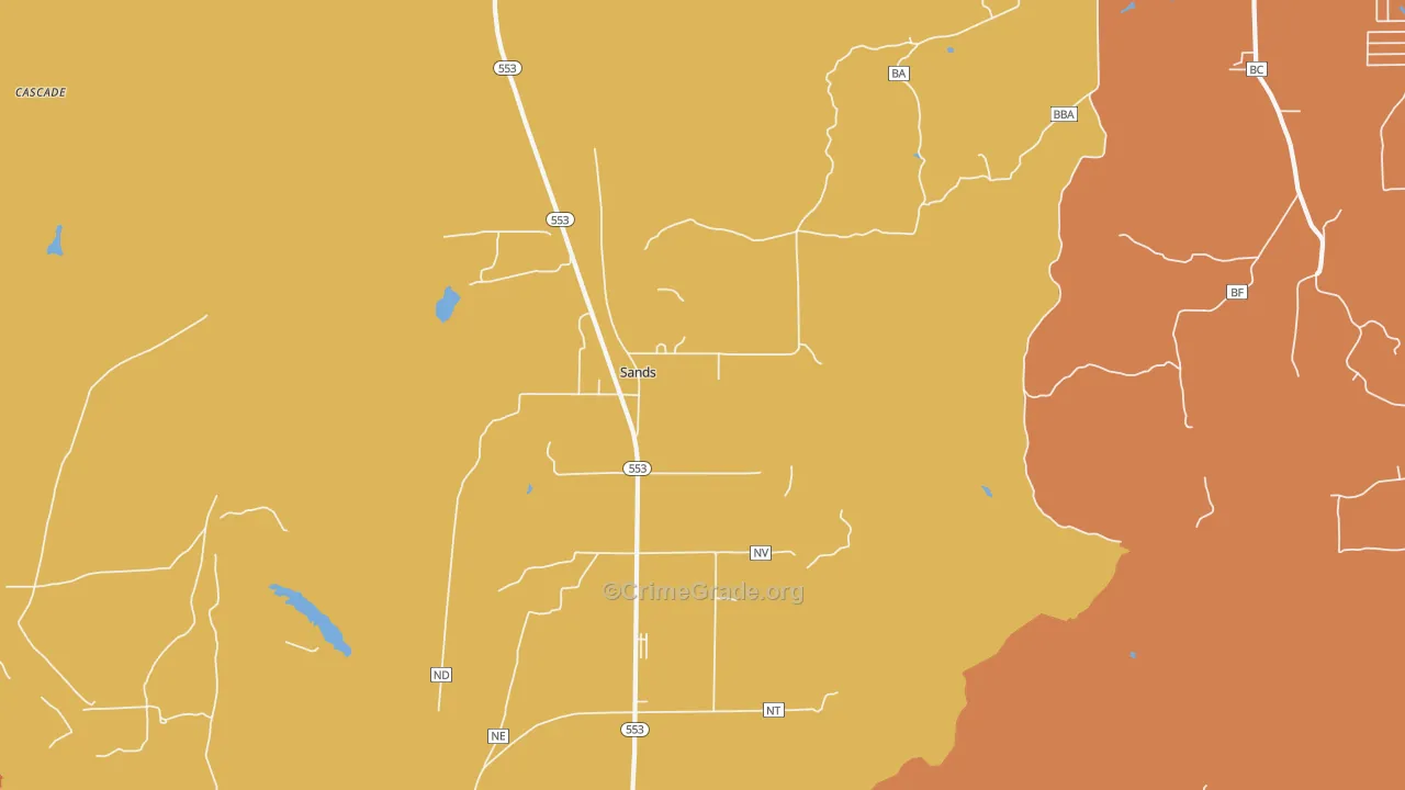 Sands, MI Map of Robbery Rates