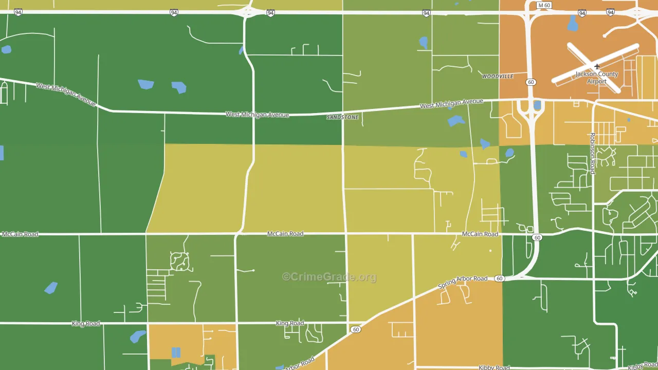 Sandstone, MI Map of Robbery Rates